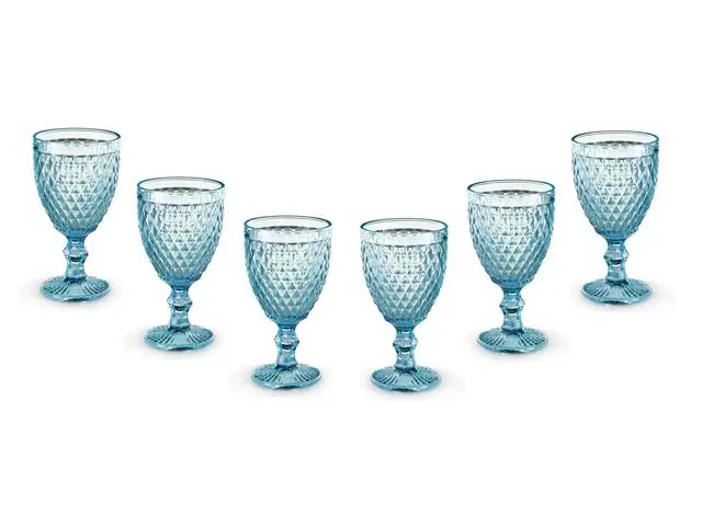 Jogo de Taças Mimo Style em Vidro Azul Tiffany 6 Peças