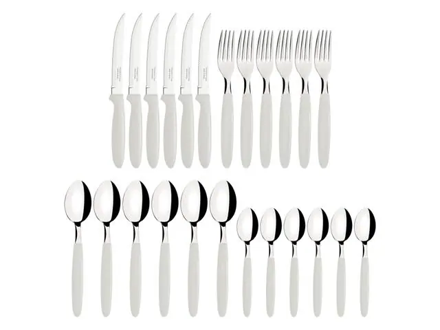 Faqueiro Tramontina Ipanema Cabo Branco com Pote Plástico 24 Peças