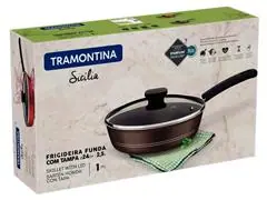 Frigideira Funda Tramontina Sicília Antiaderente com Tampa Avelã 24CM - 2