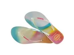 Chinelo Havaianas Slim Metallic Rainbow Bege Palha - 1