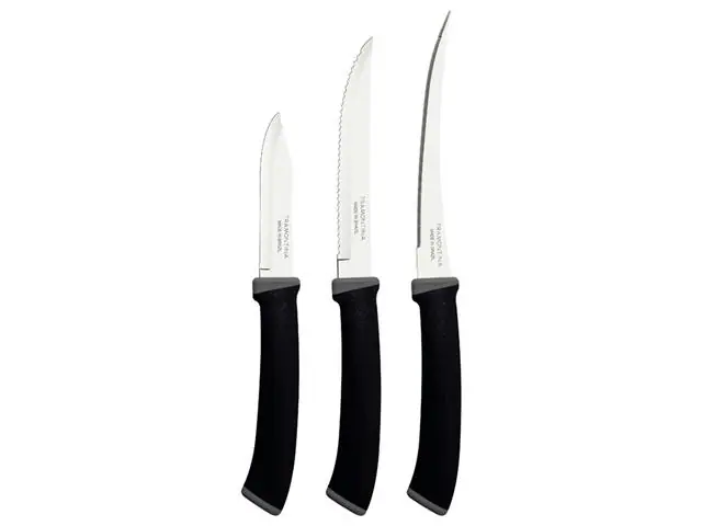 Jogo de Facas Tramontina Felice Lâminas em Inox e Cabo Preto 3 Peças