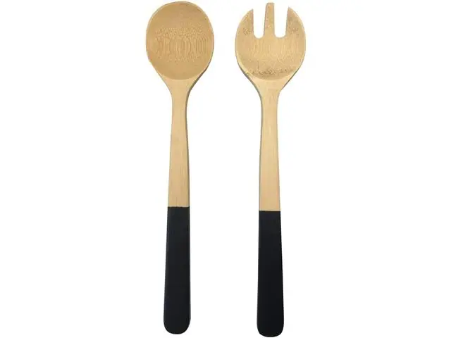 Conjunto de Pegadores de Salada Oikos de Bambu com Cabo Preto