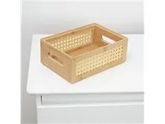 Caixa Organizadora Oikos Empilhável de Bambu e Palhinha 24cm - 2