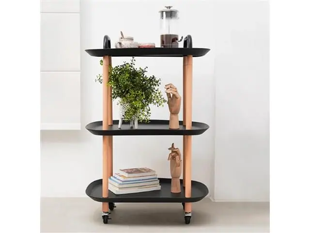 Carrinho Multiuso Oikos 3 Andares Arredondado Preto