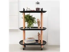 Carrinho Multiuso Oikos 3 Andares Arredondado Preto - 0