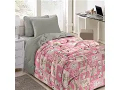 Edredom Juvenil Buettner Malha Basic Pets Pink - 0