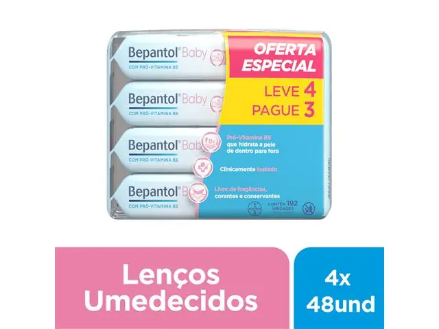 Kit Bepantol Lenços Umedecidos Leve 4 Pague 3