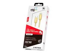Cabo Apple Lightning e USB TipoC ELG TCL20BG 2 Metro Dourado - 1