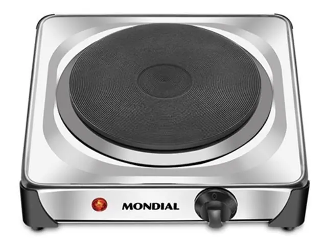 Fogão Elétrico Mondial 1 boca 6 temperaturas Fast Cook Inox 220V