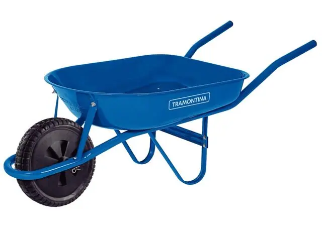 Carrinho de Mão Tramontina com Caçamba Rasa Metálica Azul 50 L