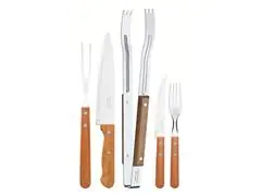 Kit Churrasco Dynamic Cabo de Madeira  E Aço Inox 15 Peças - 0