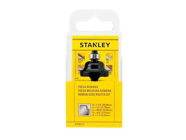 Fresa Moldura Romana Stanley 1-1/8 X 1/2 R5/32 [28,58 X 12,7 R3,97mm]