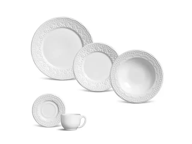 Aparelho De Jantar C/ 20 Peças Porto Brasil Madeleine Branco
