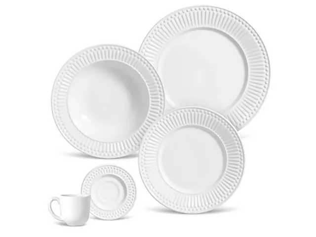 Aparelho de Jantar 20 Peças Porto Brasil Roma Branco