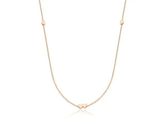 Gargantilha Prata 925 Coliseu Banho Rosé Coração Liso