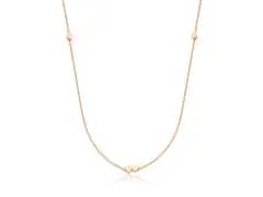 Gargantilha Prata 925 Coliseu Banho Rosé Coração Liso - 0