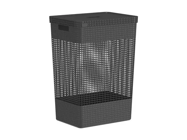 Cesto de Roupas OU Grid com Tampa 49 Litros Preto