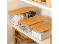 Organizador Clear OU com Tampa de Bambu 3 Litros - 2