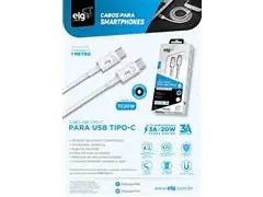 Cabo ELG 3A 20W Power Delivery USB Tipo-C para USB Branco - 5