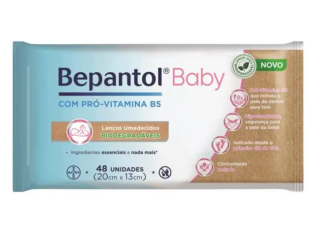 Lenços Umedecidos Bepantol Baby Biodegradáveis 48 Unidades