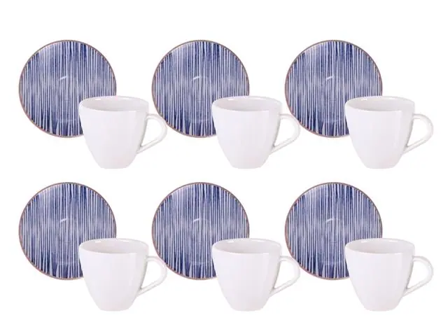 Kit Xícara e Pires de Expresso Tramontina Abstratta em Porcelana 12Pç