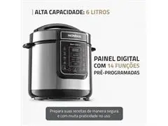 Panela de Pressão Elétrica Digital 6L Mondial Preto/Inox 1000W - 1