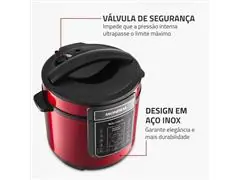 Panela de Pressão Elétrica Digital 6L Mondial Vermelho/Inox 1000W - 3