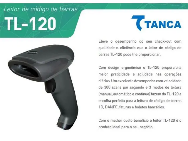 Leitor de Código de Barras Tanca UsbTL-120