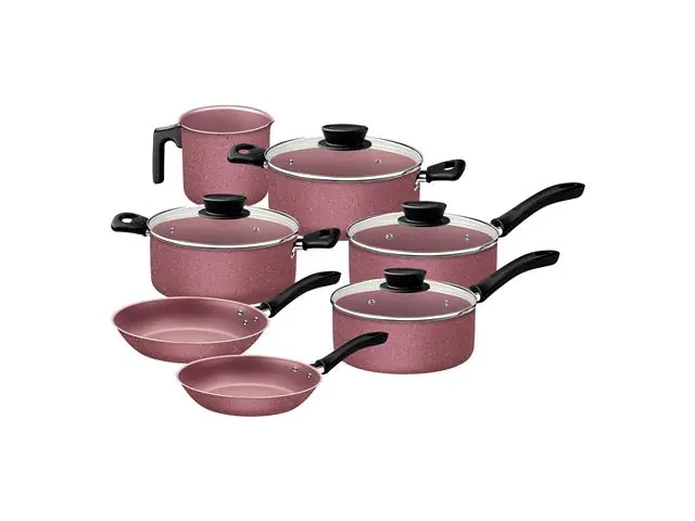 Jogo de Panelas Tramontina em Alumínio Starflon Max Rosa 07 Peças