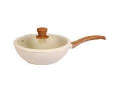 Wok Antiadherente Carol Beige efecto granito 26cm con Tapa de Vidrio - 0