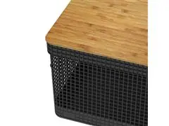 Cesto Organizador OU Grid com Tampa de Bambu 20 Litros Preto - 2