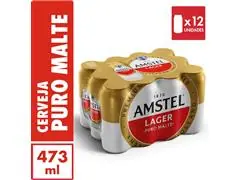 Cerveja Amstel Lager Puro Malte Lata 473ml Pack 12 Unidades - 0