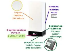 Luminária de Mesa USB TRIO MINI Base Preta com Cúpula Branca - 2