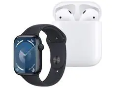 Apple Watch Series 9 GPS 45mm Meia Noite + Apple AirPods 2Gen