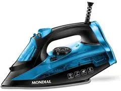 Ferro de Passar à Vapor Mondial F-53 Preto e Azul 1200W 220V