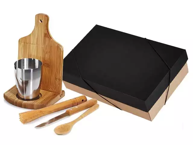 Kit para Caipirinha com Copo Inox Welf Bambu 6 peças