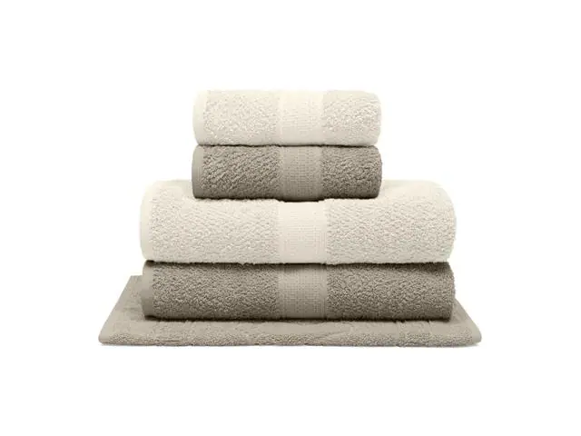 Jogo de Toalha Buettner de banhão Natural Khaki/ marfim 5 Peças