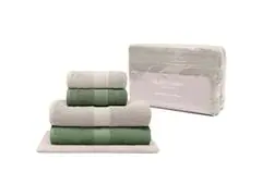 Jogo de Toalha Buettner de banhão Natural verde oliva / fendi 5 Peças - 2