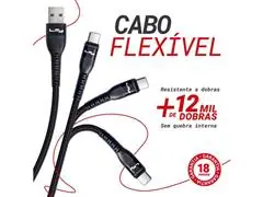 Cabo Lity C11P USB A - USB C Carregamento Rápido Até 60W E 3A 2M Preto - 1