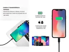 Carregador Cabo Tipo C Carga Rápida Turbo 1 Metro Reforçado Gadnic - 2