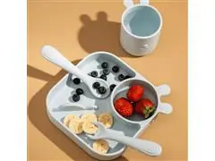Kit de Alimentação Infantil Silicone 4 Peças Azul Petit Piá - 1
