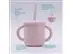 Copo de Silicone Infantil 2 em 1 Rosa com Alça 270ml Petit Piá - 5