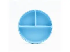 Prato Infantil Silicone com Divisórias e Ventosa Azul Petit Piá