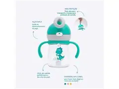 Copo Infantil Tritan com Alça Removível e Canudo Leo 220ml Petit Piá - 5