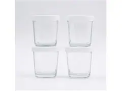 Kit 4 potes de vidro para leite e papinha Branco 150ml Petit Piá