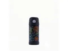 Garrafa Térmica Infantil Funtainer F401 Astronauta Preta Thermos 355ml - 0