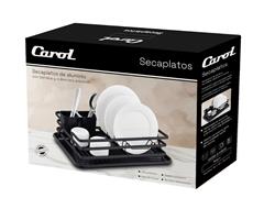 Secaplatos de aluminio Carol con bandeja y cubiertero plástico Negro - 1