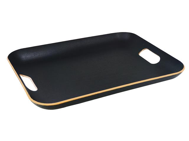 Bandeja Carol rectangular con asas 45 x 36 x 4.5 cm color negro