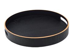 Bandeja Carol redonda con asas 35 x 5 cm Negro - 0