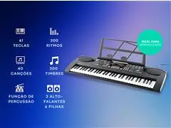 Teclado Musical GADNIC 61 Teclas com Microfone 110V - 1